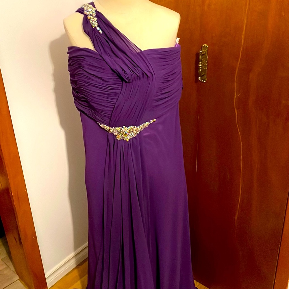 Purple one shoulder gown